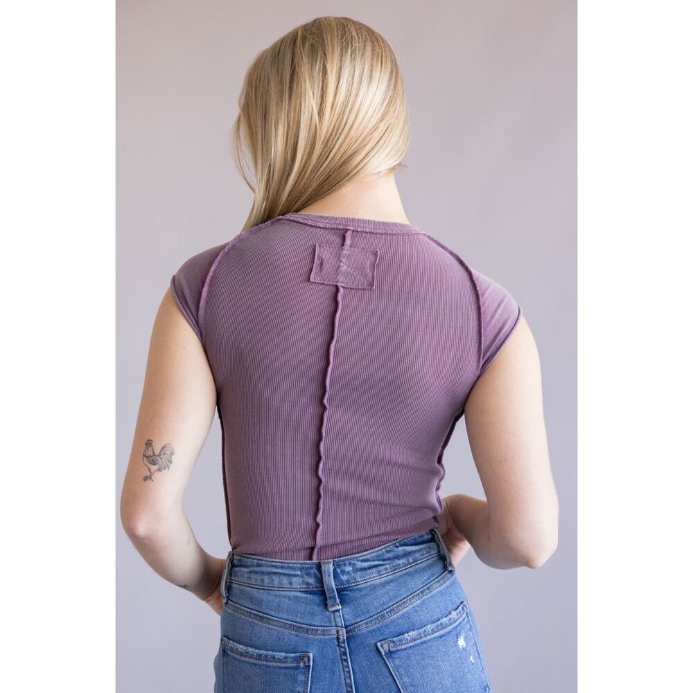 Free People We the Free Ever Had Tee in distressed purple S NEW - Picture 2 of 6